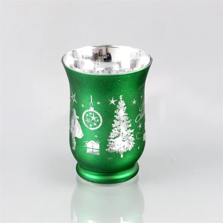 Christmas Glass Hurricane Candle Holder