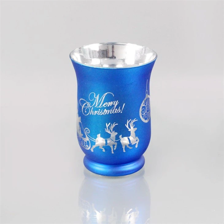 Christmas Glass Hurricane Candle Holder