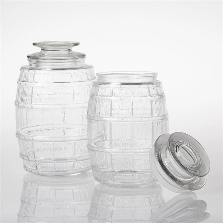 Clear Embossed Pattern Large Glass Storage Jar For Kitchen