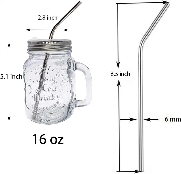 Glass Drinking Jar With Straw