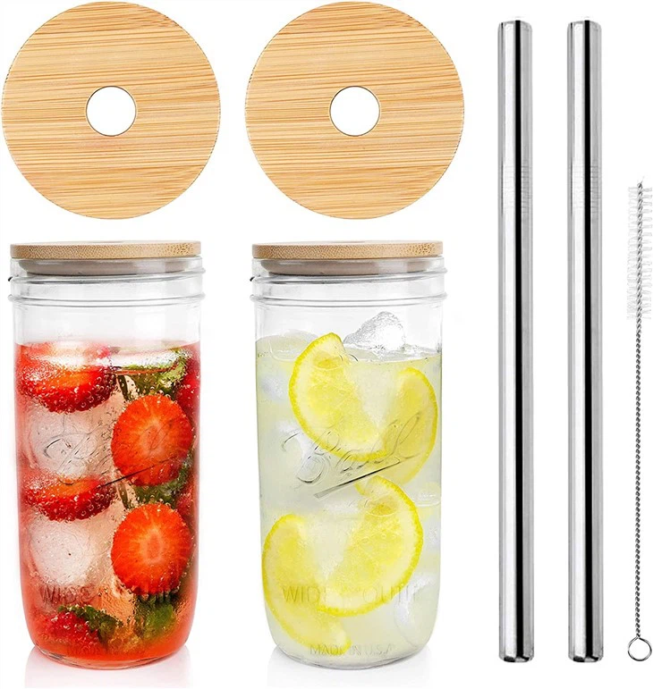 Mason Jar With Lids And Straws