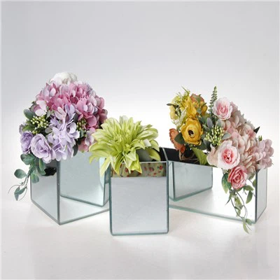 Vaso per fiori in vetro idroponico a forma di cubo quadrato
