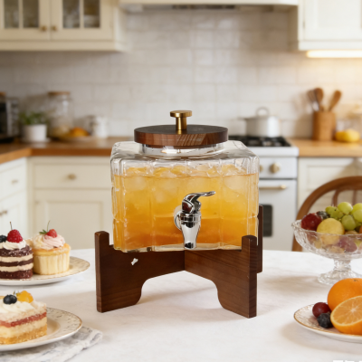 Dispenser per bevande in vetro rettangolare